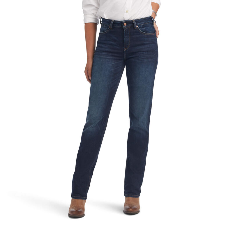 Ariat Jeans Damen - Premium High Rise Stretch Straight DunkelBlau ( RNOMD-1273 )